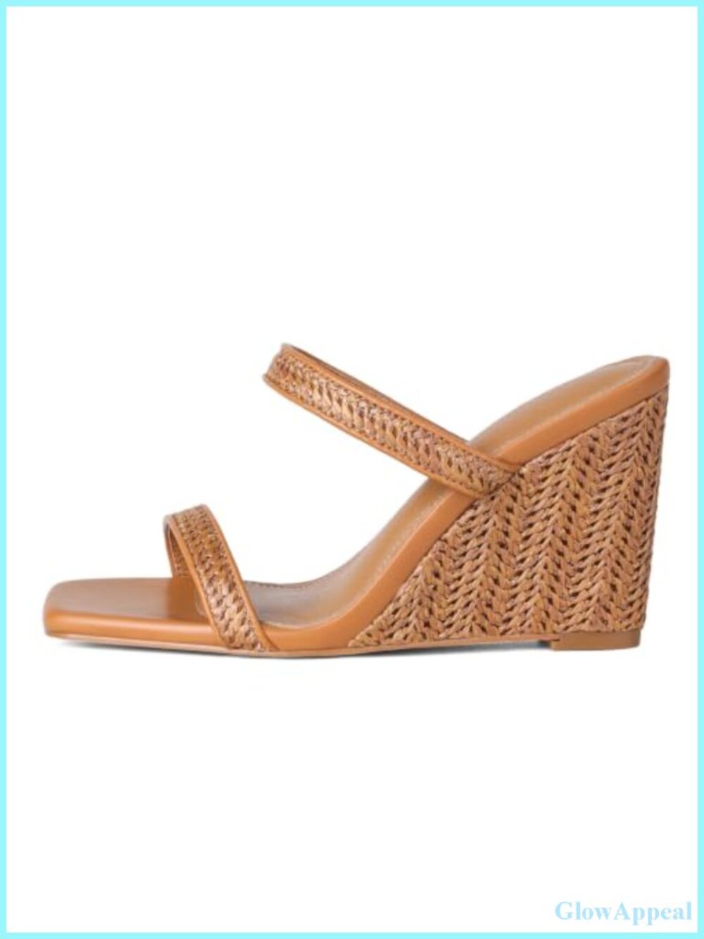 Raffia Espadrille Wedge Sandals Square Open Toe Slip On Beach Shoes